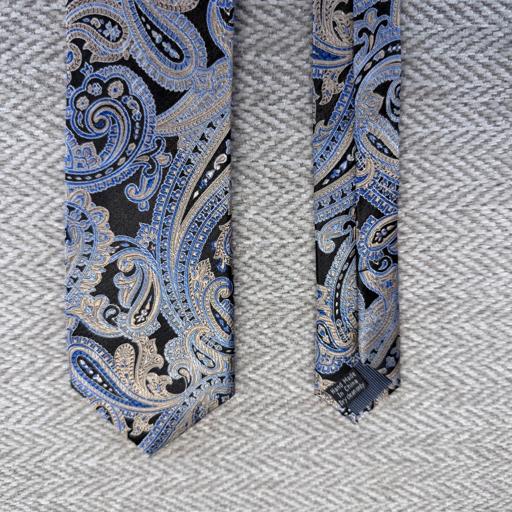 Pronto Uomo Necktie One Size Blue Paisley Silk Blend Formal Business Tie